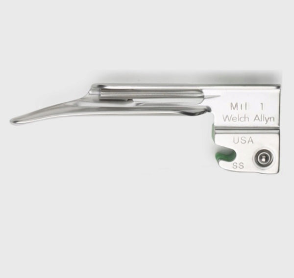 Hoja para laringoscopio recta (Miller) fibra optica # 1 Welch Allyn